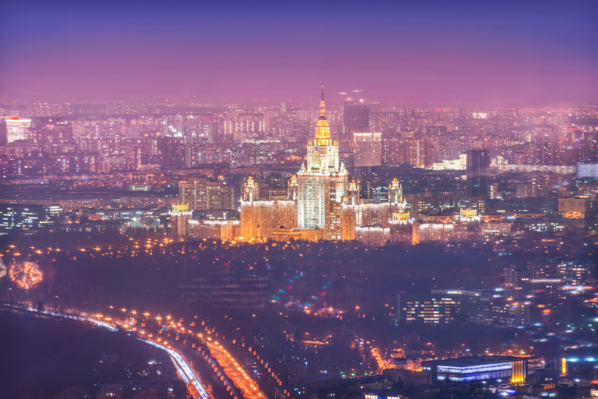 Панорама ночной Москвы со смотровой площадки в «МОСКВА-СИТИ» PANORAMA360